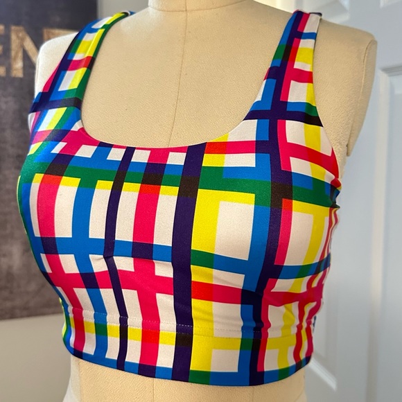 Terez XS Technicolor Plaid Shine Leggings and Sports Bra Set ♥️💙💛 - Picture 5 of 16